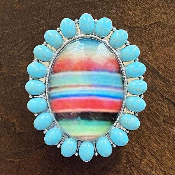 Western Serape Turquoise Phone Grip Womens On The Go Boho Grip Accessory New - Picture 3 of 5